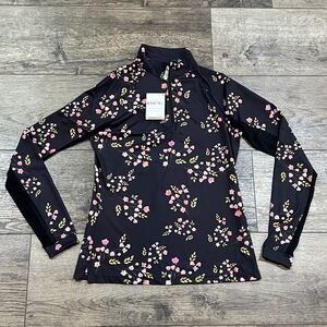 NWT! KASTEL Denmark Golf Quarter Zip Longsleeve Black Floral Shirt Women's Small